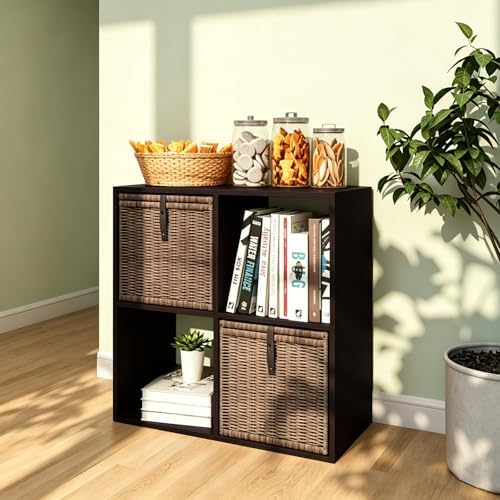 4 Cube Shelf with Anti-Tipping Kits + Reversible Open Back Bookcase - Image 2