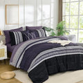 Dintszyayue Purple Cal King Comforter Size Set, 8 Pieces Boho Striped Texture by Dintszyayue