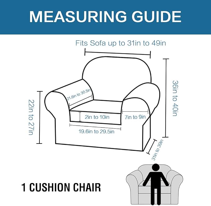 H.VERSAILTEX Rich Stretch 2 Piece Chair Cover Chair Slipcover Sofa Cover - Image 2