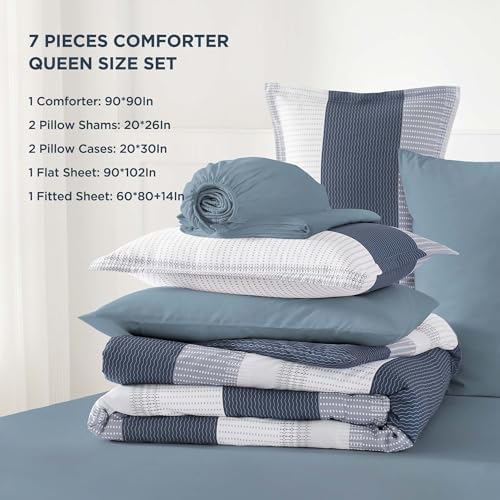 Andency King Size Comforter Set, Mineral Blue, 7 Pieces - Image 7