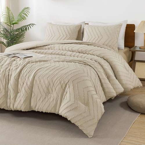 Andency Light Khaki Comforter Set King Size, 3 Pieces Soft Bedding Set by Andency