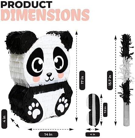 Panda Pinata, Hand Made Animal Pinata Perfect for Birthday Party, Theme Party, Decoration(17x13x4 Inches)