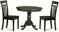 East West Furniture ANCA3-CAP-W 3 Piece Dining Table Set for Small Spaces Contains a Round Kitchen Table with Pedestal and 2 Dining Room Chairs, 36x36 Inch, Cappuccino