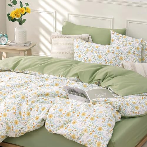 Sage Whimsical Wildflower Botanical Cotton Comforter Twin Size 2PC by LEMIROEBEDDING