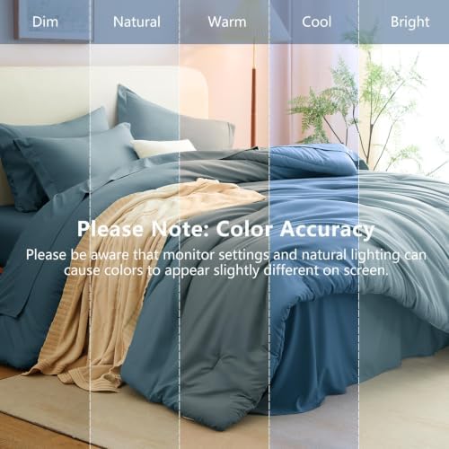 CozyLux King Size Comforter Set Mineral Blue, 7 Pieces Bed in a Bag - Image 7