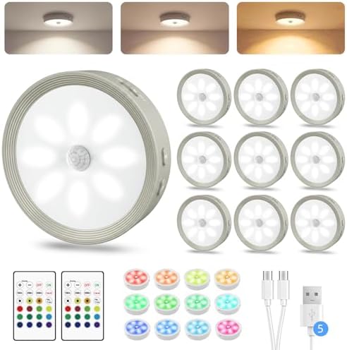 10-PACK Led Puck lights Closet Lights Motion Sensor Cabinet Lights Grey by Unknown