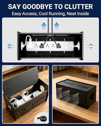 Large Cable Management Organizer Box, Imitation Wood Plastic Cord Organizer - Image 5