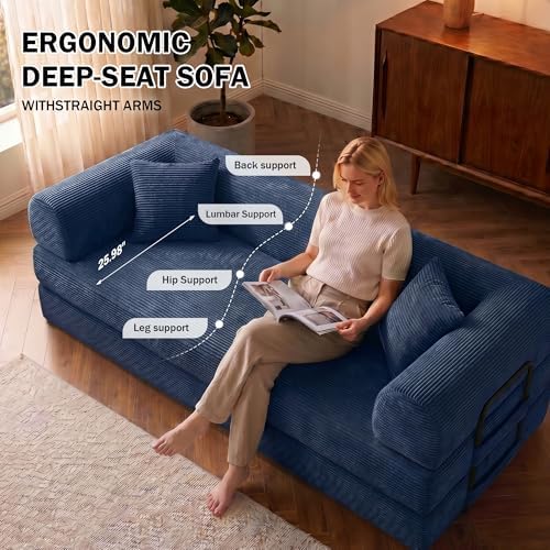 79" Convertible Futon Sofa Bed, Boneless Couch - Image 6