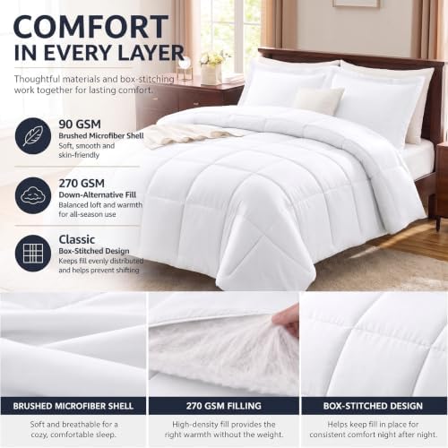 CozyLux King Size Comforter Set, 3-Piece Box-Stitched - Image 3