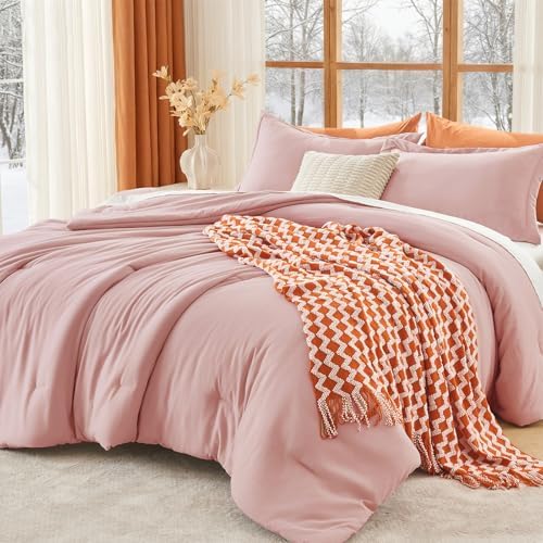 MUXHOMO Cal King Comforter Set, 3-Piece All-Season Bedding, Rose Gold by MUXHOMO