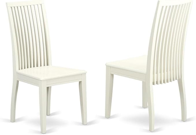 East West Furniture DLIP5-LWH-W 5 Piece Kitchen Table & Chairs Set Includes a Round Dining Table with Dropleaf and 4 Dining Room Chairs, 42x42 Inch, Linen White