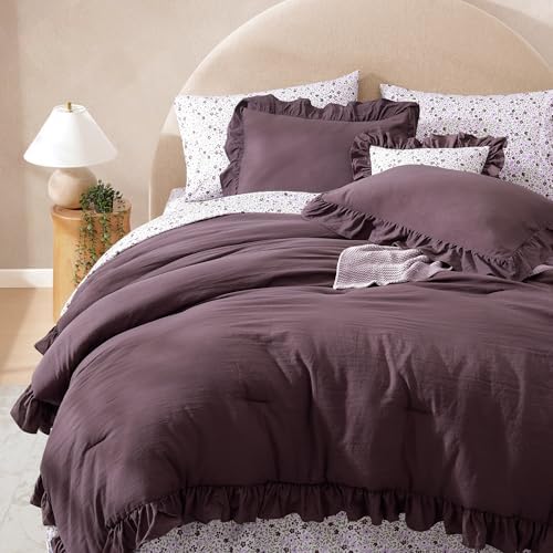BLOOMHAVEN California King Comforter Set-7 Pieces Ruffle Bedding - Image 4