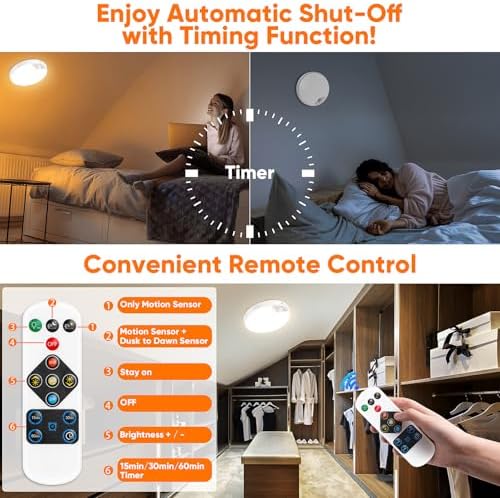 Rechargeable Motion Sensor Ceiling Light, 12000mAh Battery Closet Light - Image 6