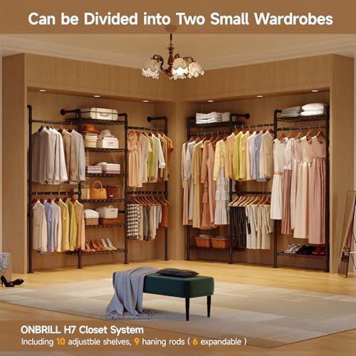 L7 Wall Mounted Industrial Pipe Clothing Rack, Corner Closet System - Image 6