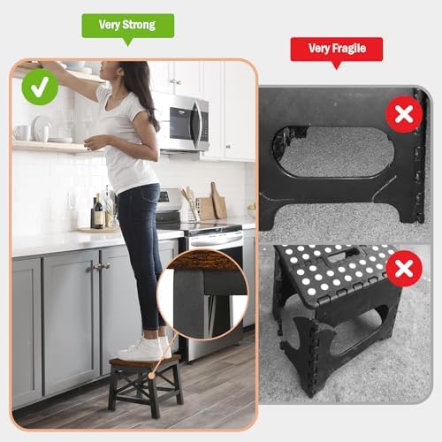 Wooden Step Stool for Adults and Kids, Step Stool for High Bed - Image 2