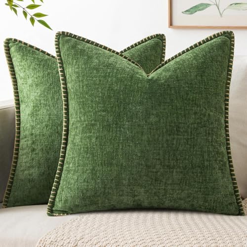 MIULEE Christmas Decorative Euro Sham Pillow Covers 26x26 Inch Forest Green by MIULEE