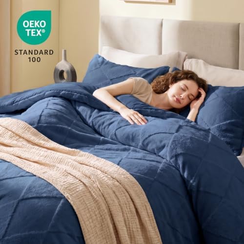 EXQ Home Tufted Diamond Comforter Set Full, 3 Pieces Bed Set, Dark Blue - Image 2