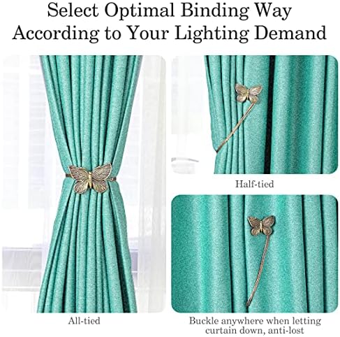 Lewondr Drapery Holder, 1 Pair Vintage Resin Flower Curtain Tiebacks，Bronze - Image 5