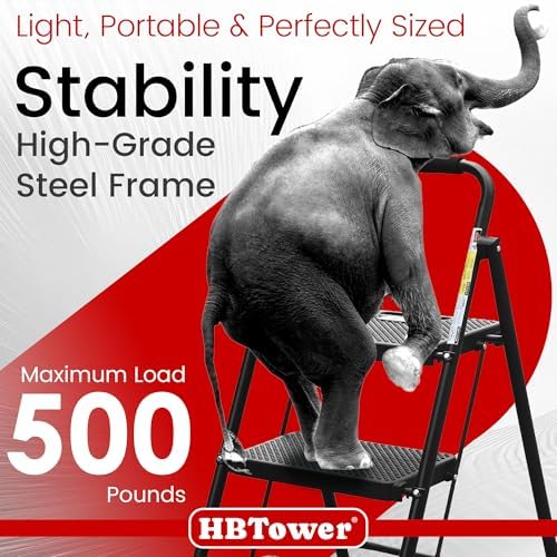 HBTower Step Ladder, Folding Step Stool - Image 3