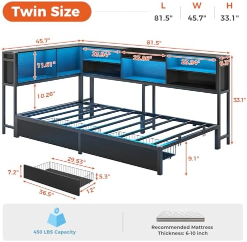 DICTAC Corner Twin Bed Frame - Image 2