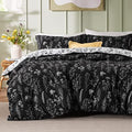 Bedsure Floral Comforter Set Cute Bedding Set King Reversible Black by BEDSURE