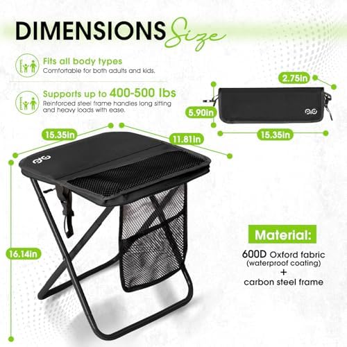 CAMDOOR Portable Folding Stool 16 Inch Collapsible Stool - Image 2