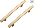 5 Pack Cabinet Handles 4" Hole Center - Curved Cabinet Pulls Champagne Bronze Drawer Pulls for Kitchen Cupboard Solid Handles for Dresser Drawer Arch Closet Hardware