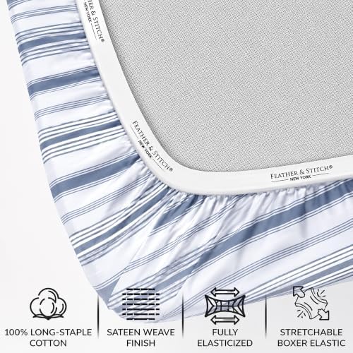 Feather & Stitch 100% Cotton Sateen 500 TC Full Size Bed Sheet Set - Image 3
