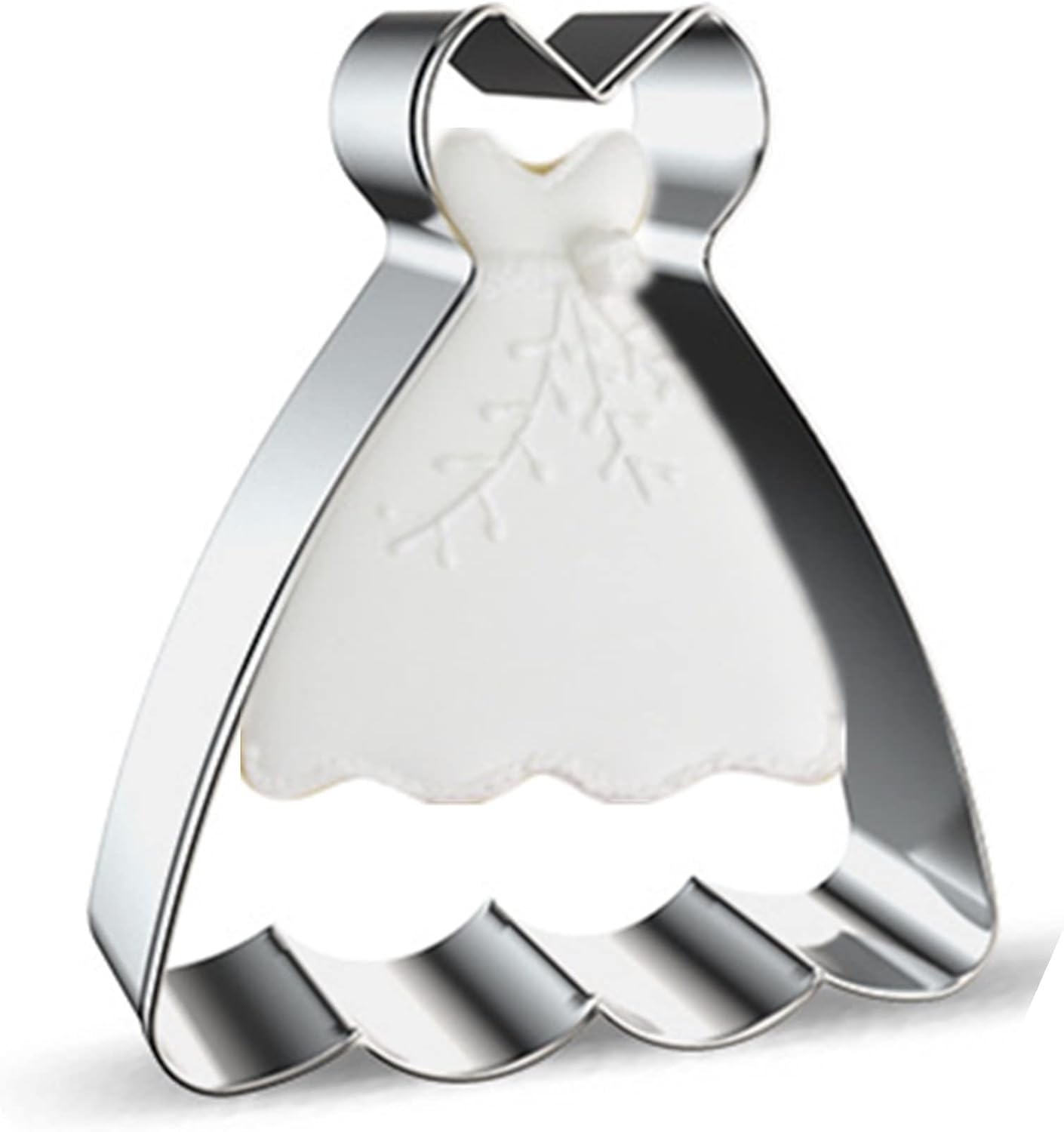 Large Size Dress Shaped Cookie Cutter, Stainless Steel Strapless Princess Dress Wedding Dress Cookie Cutter, 4.3 Inches
