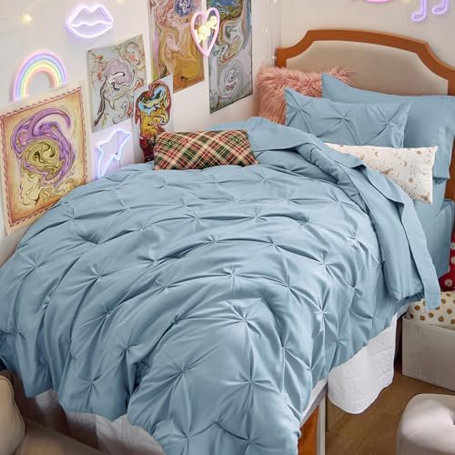 Bedsure Twin Comforter Set & Sheet Set, 5-Piece Light Blue Bedding Set by BEDSURE