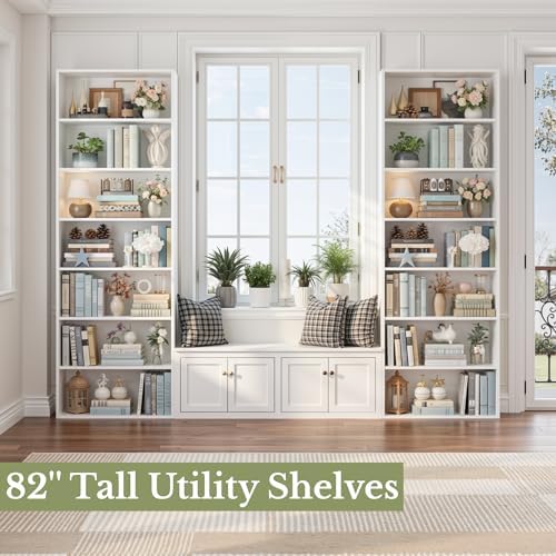 FACBOTALL 82" Tall Bookshelf White Bookcase, 7-Tier Open Display Shelves - Image 4