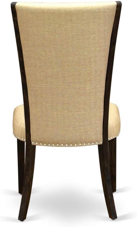 East West Furniture X777VE703-7 7 Piece Dinette Set Consist of a Rectangle Dining Room Table with X-Legs and 6 Brown Linen Fabric Upholstered Parson Chairs, 40x72 Inch, Multi-Color