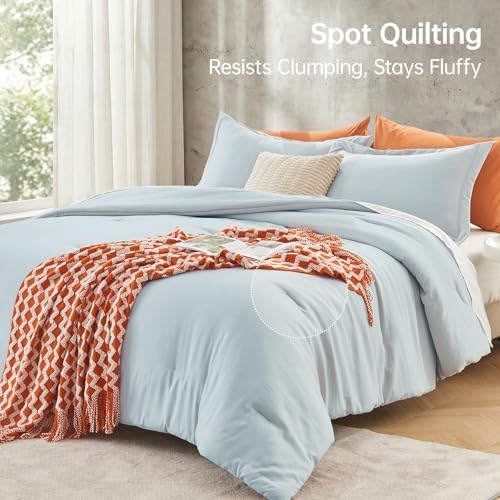 MUXHOMO King Comforter Set, 3-Piece All-Season Bedding, Lake Blue - Image 5