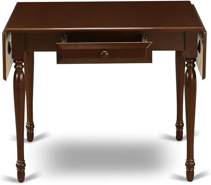 East West Furniture MZDA3-MAH-C 3 Piece Kitchen Table Set for Small Spaces Contains a Rectangle Dining Table with Dropleaf and 2 Linen Fabric Upholstered Chairs, 36x54 Inch, Mahogany