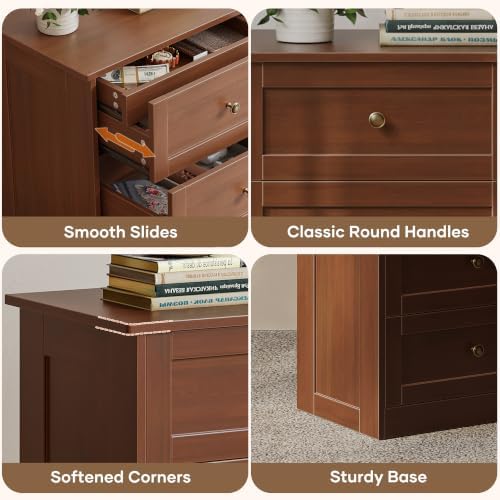 wanan Dresser for Bedroom Set of 2, Walnut Modern 19'' Wide Wood Chest of - Image 5