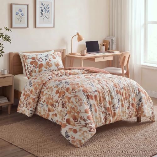 Lightweight Seersucker Botanical Comforter Set Twin Size, 2 Pieces Reversible by REGENCYHEIGHTS