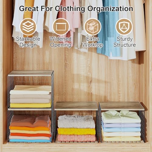 4PCS Wider Closet Organizers and Storage, Stackable Closet Shelf Organizer - Image 3