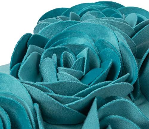 JWH 3D Flower Throw Pillow Cover, Turquoise Blue, 12x20 Inch - Image 3