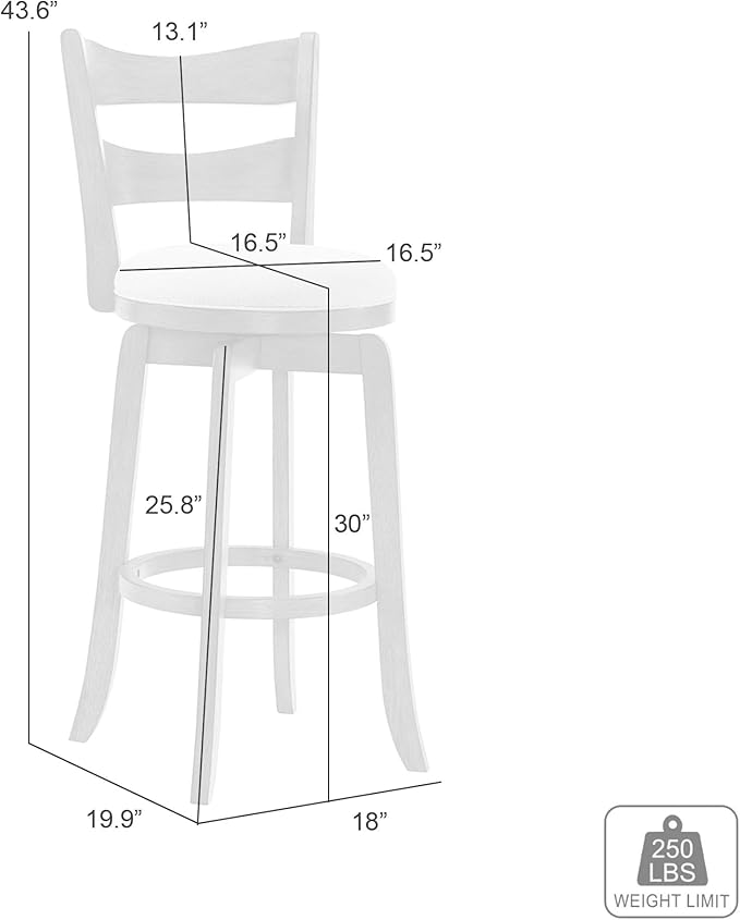 Armen Living Blair 30 in. Putty Brown Bar Height Rubberwood Swivel Barstool with Cream Fabric Seat - Set of 4