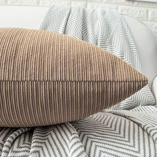 HWY 50 Taupe Chenille Throw Pillow Covers 20x20 Inch Buttons Pack of 2 - Image 5
