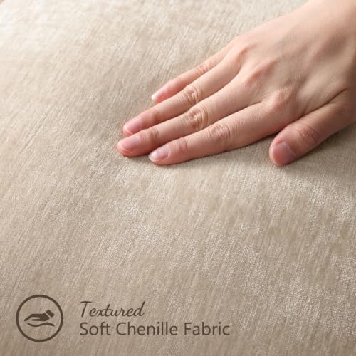 Pallene Chenille Soft Natural Beige Throw Pillow Cover 20x20 Set of 2 - Image 3