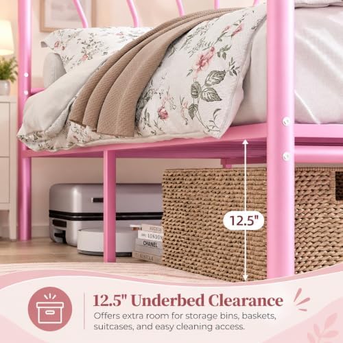 IMMERSTABLE Queen Metal Bed Frame, Heart-Shaped Platform Bed - Image 4
