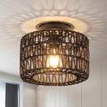 Rpzloila Rattan Ceiling Light, 1 Light Farmhouse Woven Flush Mount Ceiling Light by Rpzloila