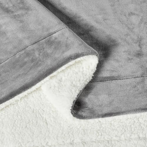 Amazon Basics Reversible Sherpa Throw Blanket, Dark Gray, Ultra Soft - Image 6