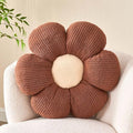 Flower Throw Pillow, Soft Brown 14.9" Shaped Floor Pillow by Kcvvcr