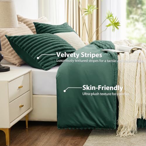 EXQ Home Fluffy Comforter Set Twin Size, 2 Pieces Bed Set, Dark Green - Image 3