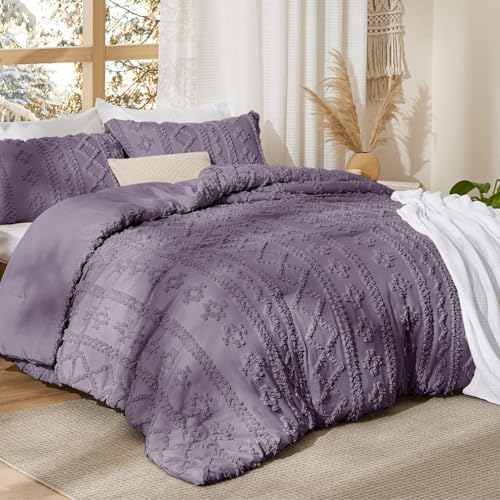 Bedsure Boho Grayish Purple Comforter Set Queen, Bedroom Decor Bedding Set - Image 2
