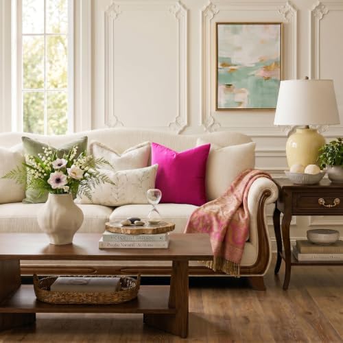 GIGIZAZA Hot Pink Velvet Pillow Covers 16x16 Decorative Pillows Pack of 2 - Image 2