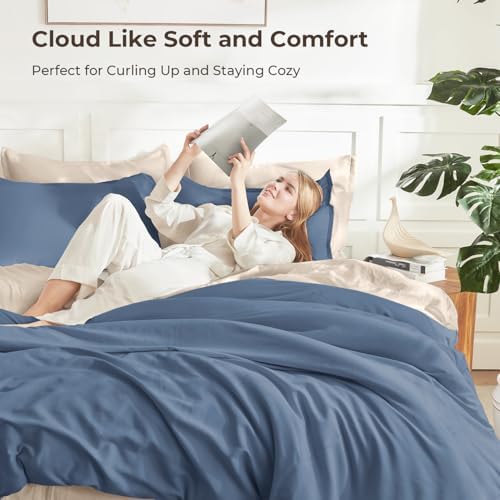 Litanika Haze Blue Comforter Full Size, 3 Pieces Lightweight Solid Bed Set - Image 2