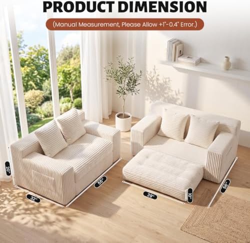Small Boneless Couch, Boneless Loveseat Convertible Sofa Bed Sleeper Sofa Couch - Image 3
